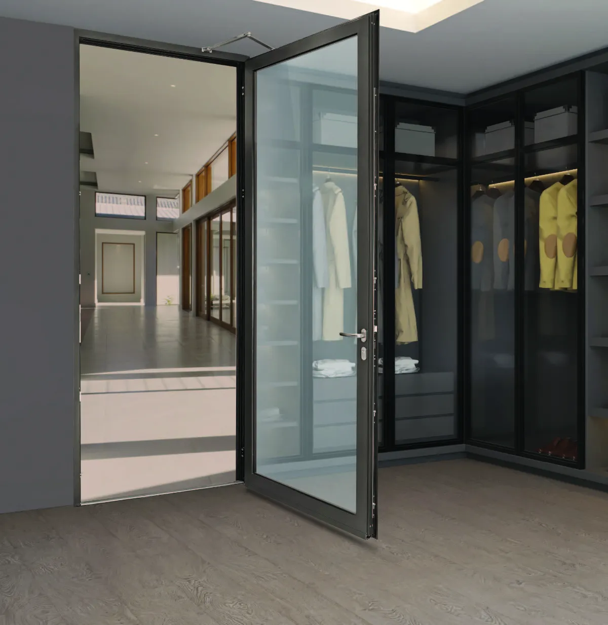 Casement window side hinged design for kitchen service opening